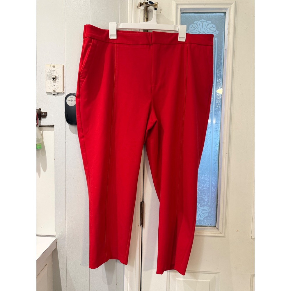 Eloquii Red Kady Fit Tapered Ankle Pants Plus Size 22S Short Dress Trousers